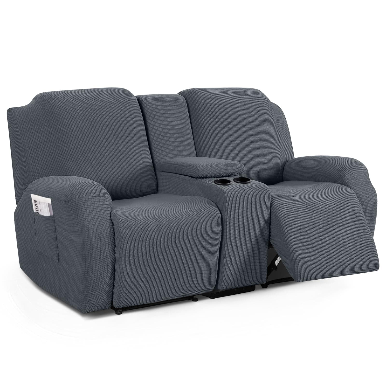 TAOCOCO Stretch Reclining Loveseat Cover, Grey Jacquard Pattern
